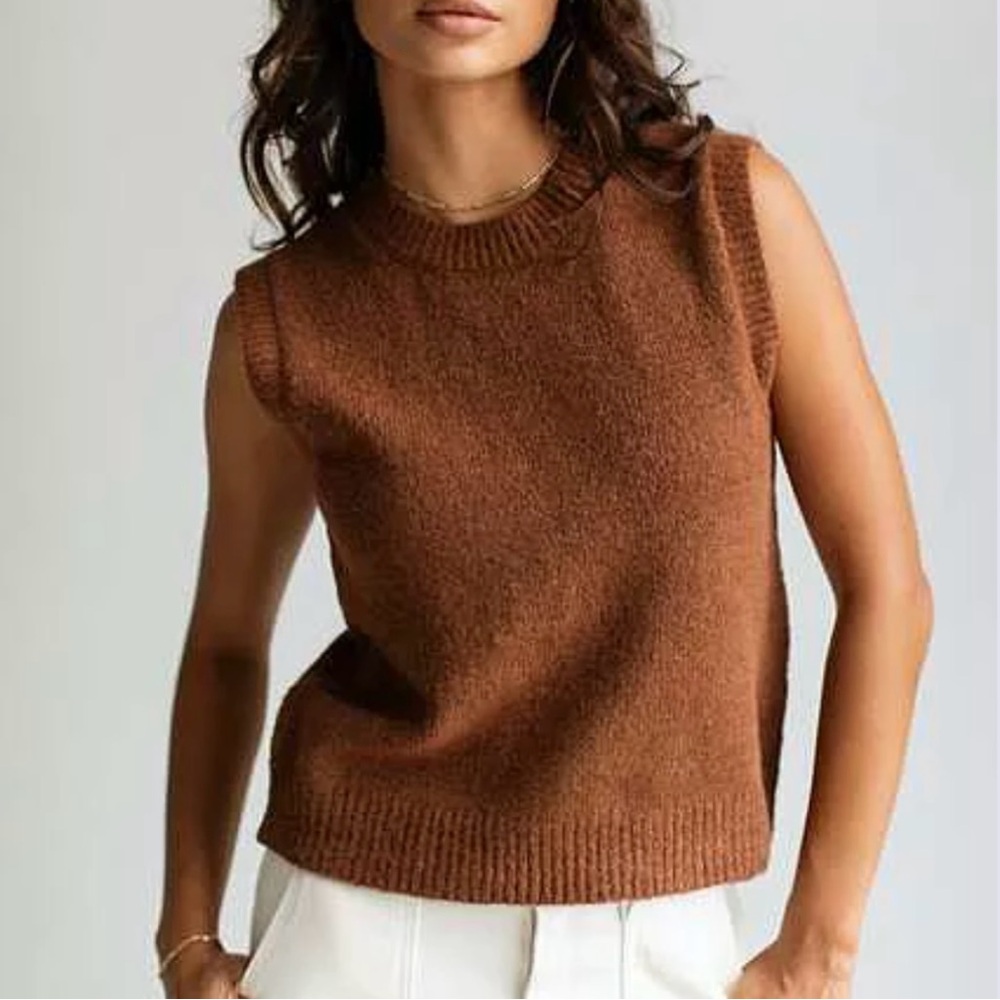 CJLA Corinne Sweater Vest Brown Womens M